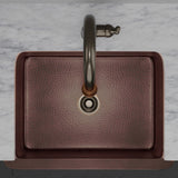 30" Verdin Single Bowl Hammered Copper Farmhouse Sink - Antique Copper Interior with Dark Copper Exterior