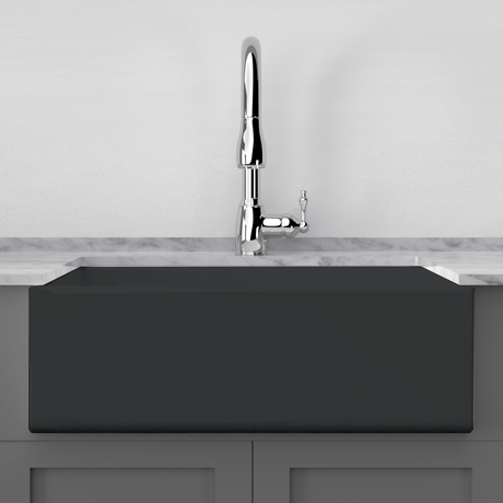 30" Viola Handcrafted Fireclay Single-Bowl Smooth Apron Farmhouse Sink - Matte Black