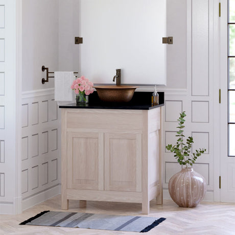 30" Vippis Unfinished Red Oak Raised Panel Vanity for Vessel  Sink - 34" Height