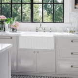 30" Yuki Fireclay Fluted Apron Single-Bowl Farmhouse Sink - White