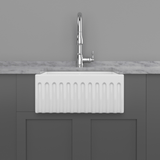 30" Yuki Fireclay Fluted Apron Single-Bowl Farmhouse Sink - White