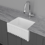 30" Yuki Fireclay Fluted Apron Single-Bowl Farmhouse Sink - White