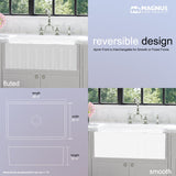 30" Yuki Fireclay Fluted Apron Single-Bowl Farmhouse Sink - White