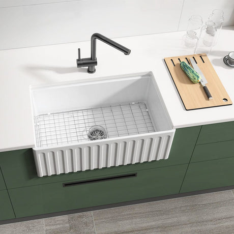 30" Zola Fireclay Farmhouse Workstation Sink