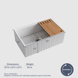 30" Zola Fireclay Farmhouse Workstation Sink