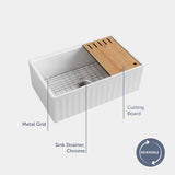 30" Zola Fireclay Farmhouse Workstation Sink