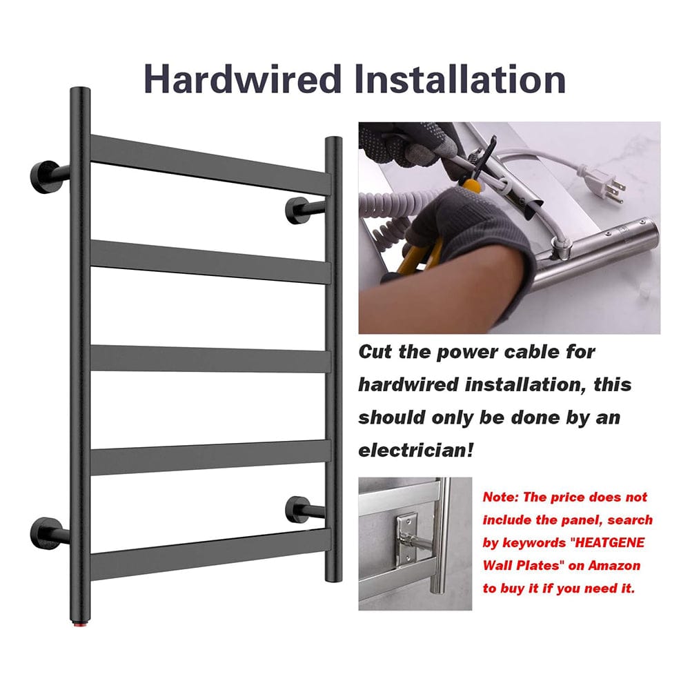 31" Tall 5 Flat Bar Wall-Mount Hard-Wiring/Plug in Towel Warmer