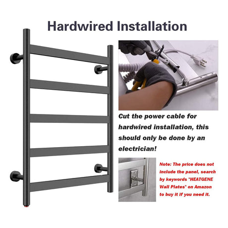 31" Tall 5 Flat Bar Wall-Mount Hard-Wiring/Plug in Towel Warmer