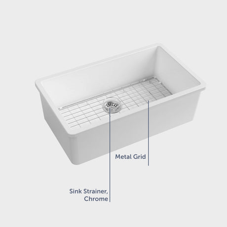 32" Fosco Fireclay Single-Bowl Undermount Sink