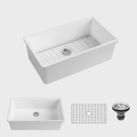 32" Fosco Fireclay Single-Bowl Undermount Sink