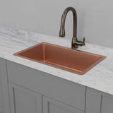 32" Quincy Hammered Copper Single-Bowl Prep Sink