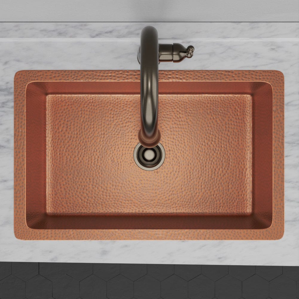 32" Quincy Hammered Copper Single-Bowl Prep Sink