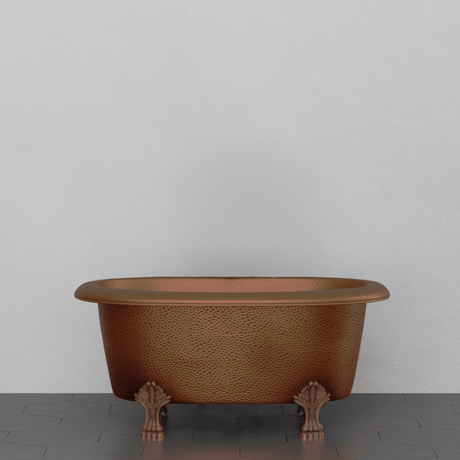 32" Wexford Baby Hammered Copper Clawfoot Double Roll-Top Tub