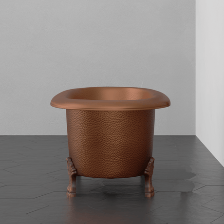 32" Wexford Baby Hammered Copper Clawfoot Double Roll-Top Tub