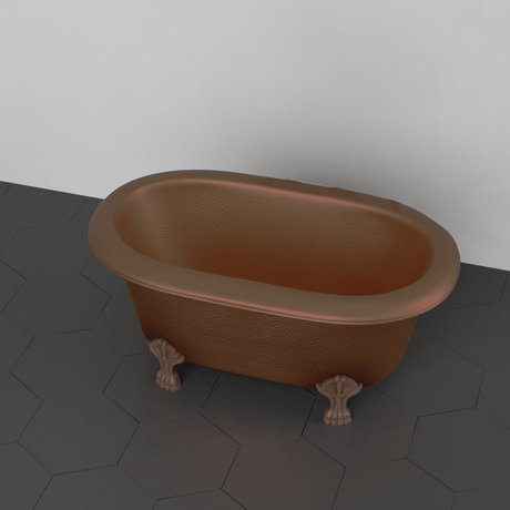 32" Wexford Baby Hammered Copper Clawfoot Double Roll-Top Tub