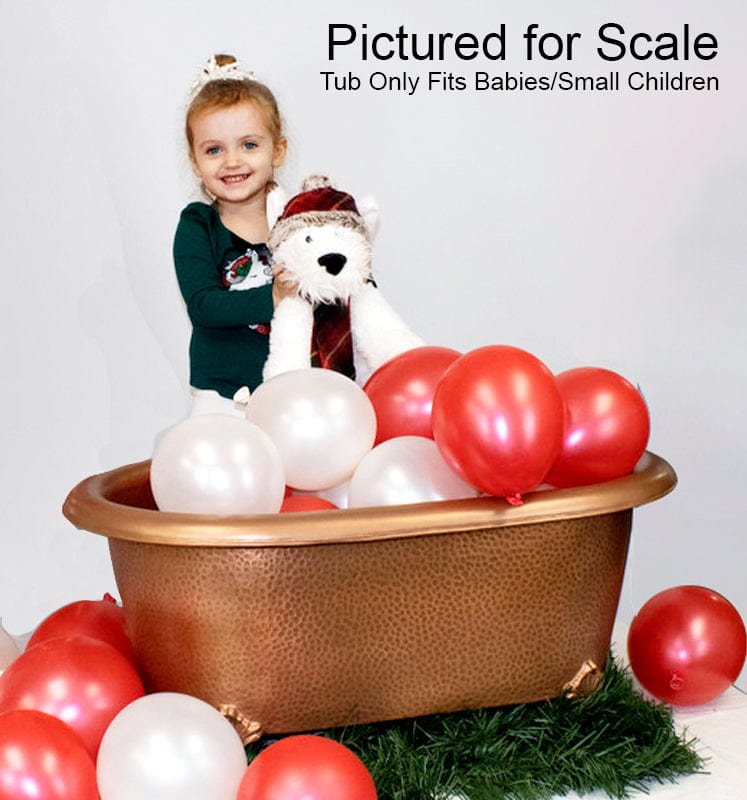 32" Wexford Baby Hammered Copper Clawfoot Double Roll-Top Tub