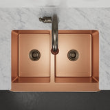 33" Ashland Copper Vine Design 60/40 Offset Double-Bowl Farmhouse Sink