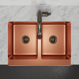 33" Ashland Copper Vine Design Double-Bowl Farmhouse Sink