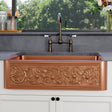 33" Ashland Copper Vine Design Single-Bowl Farmhouse Sink