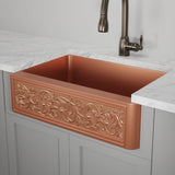 33" Ashland Copper Vine Design Single-Bowl Farmhouse Sink