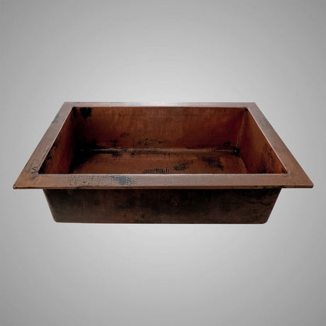 33" Campeche Hammered Copper Single-Bowl Drop-In Kitchen Sink