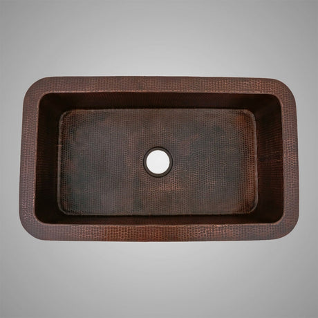 33" Chalco Hammered Copper Single-Bowl Drop-In Kitchen Sink