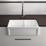 33" Dario Fireclay Double-Bowl Farmhouse Sink