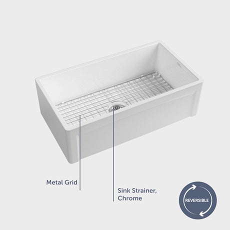33" Dario Fireclay Farmhouse Workstation Sink