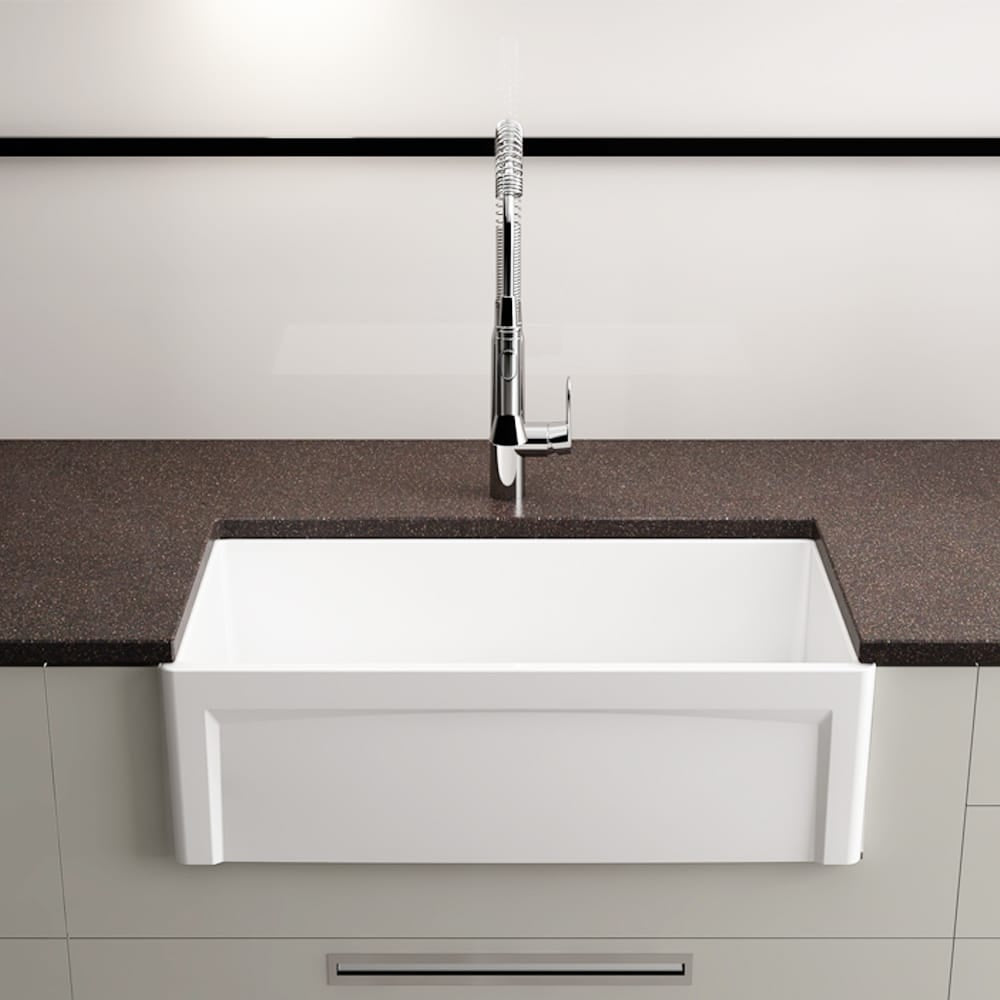 33” Dario Fireclay Single-Bowl Framed Apron Farmhouse Sink - White