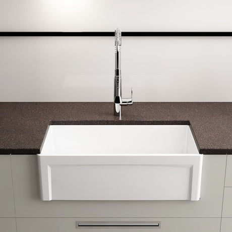 33” Dario Fireclay Single-Bowl Framed Apron Farmhouse Sink - White