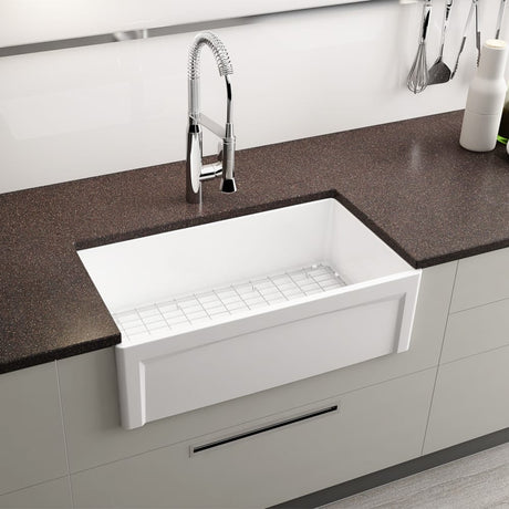 33” Dario Fireclay Single-Bowl Framed Apron Farmhouse Sink - White