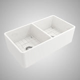 33" Dreason Fireclay Double-Bowl Farmhouse Kitchen Sink