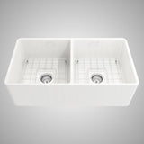 33" Dreason Fireclay Double-Bowl Farmhouse Kitchen Sink