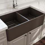 33" Dreason Fireclay Double-Bowl Farmhouse Kitchen Sink