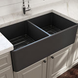 33" Dreason Fireclay Double-Bowl Farmhouse Kitchen Sink