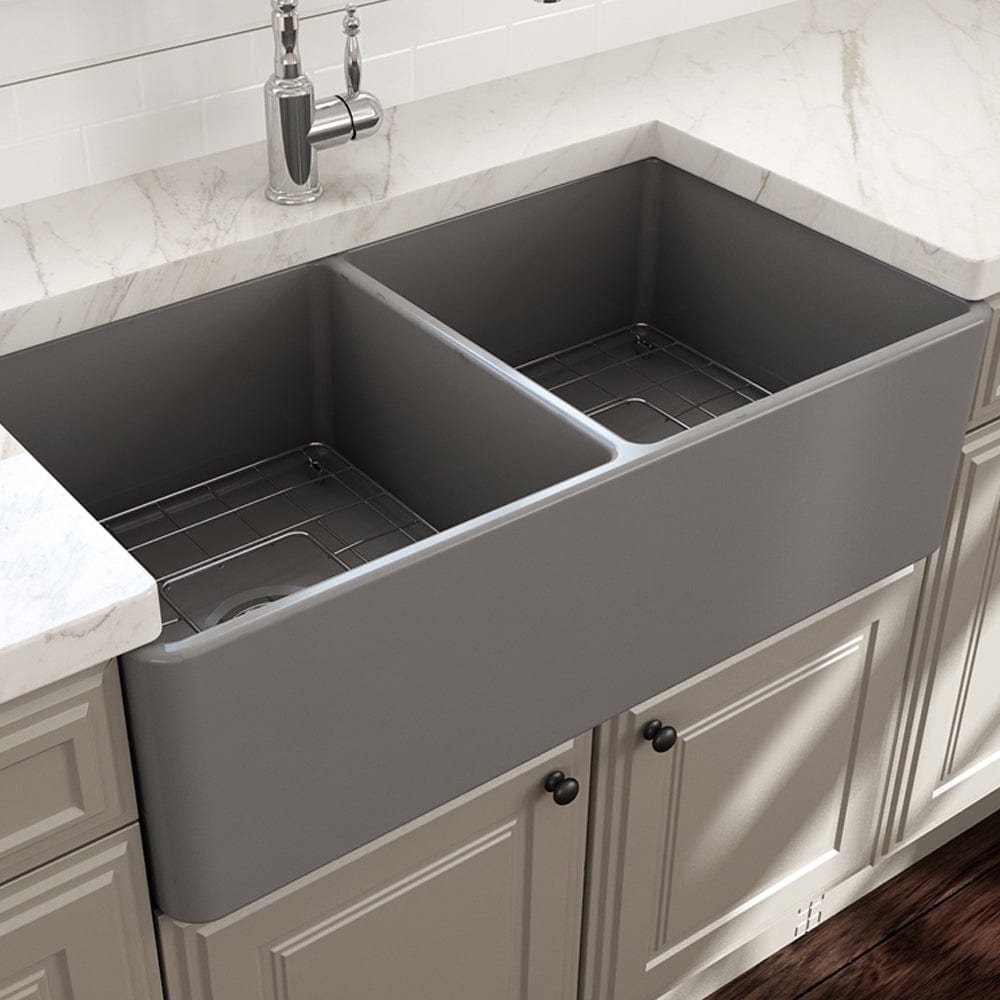 33" Dreason Fireclay Double-Bowl Farmhouse Kitchen Sink