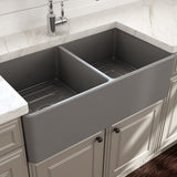 33" Dreason Fireclay Double-Bowl Farmhouse Kitchen Sink