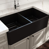 33" Dreason Fireclay Double-Bowl Farmhouse Kitchen Sink