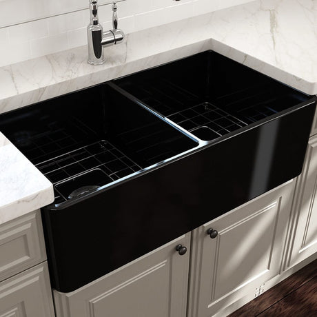 33" Dreason Fireclay Double-Bowl Farmhouse Kitchen Sink