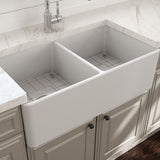 33" Dreason Fireclay Double-Bowl Farmhouse Kitchen Sink