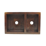 33" Elpsa Hammered Copper 60/40 Offset Double-Bowl Farmhouse Sink