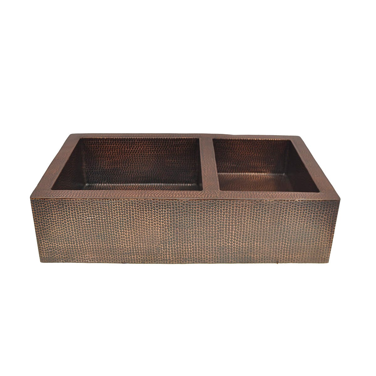 33" Elpsa Hammered Copper 60/40 Offset Double-Bowl Farmhouse Sink
