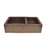 33" Elpsa Hammered Copper 60/40 Offset Double-Bowl Farmhouse Sink