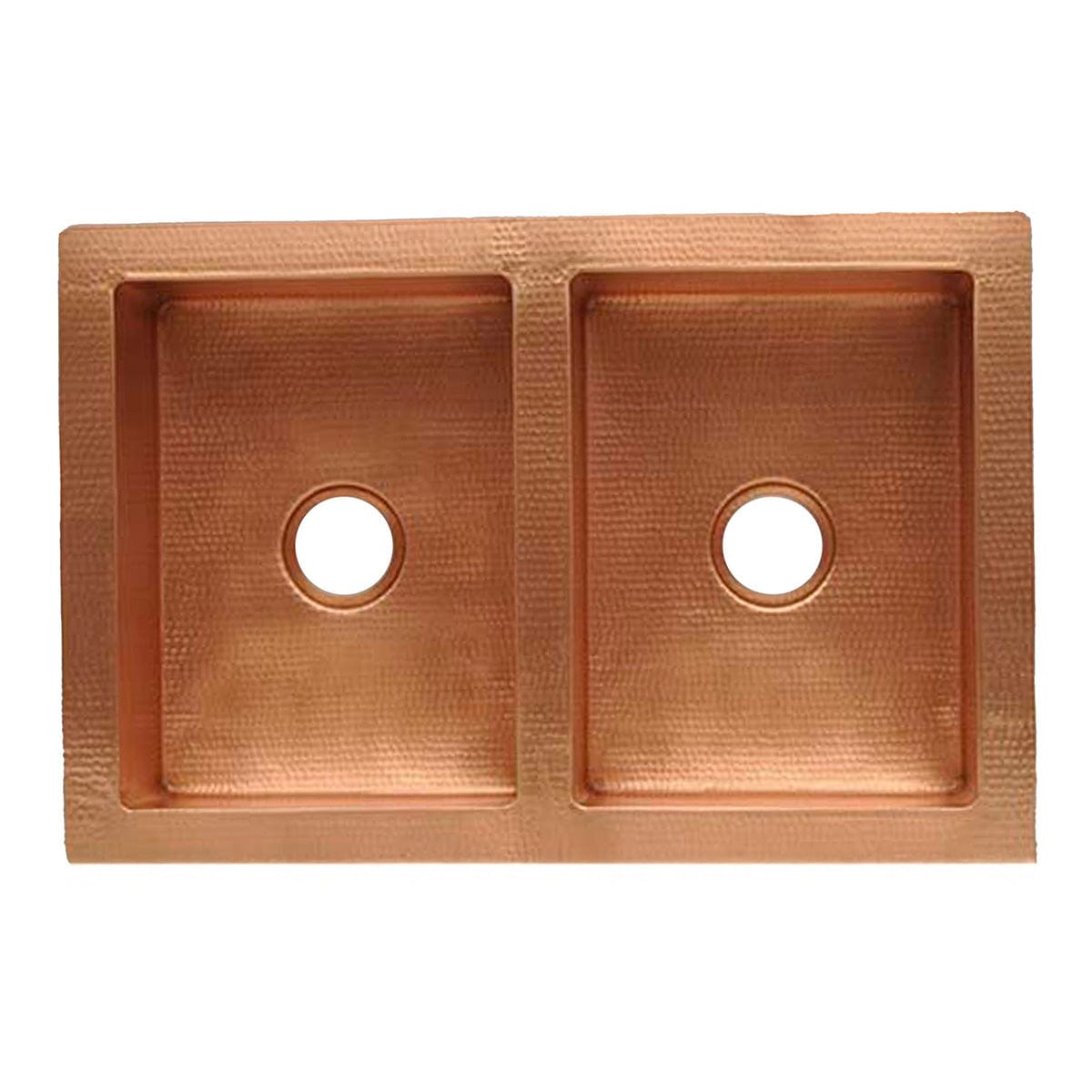 33" Ezeran Hammered Copper Double-Bowl Farmhouse Sink