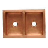 33" Ezeran Hammered Copper Double-Bowl Farmhouse Sink