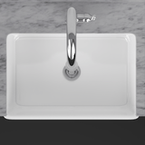 33" Fazio Handcrafted Fireclay Single-Bowl Blue Floral Motif Farmhouse B-Grade Sink - White