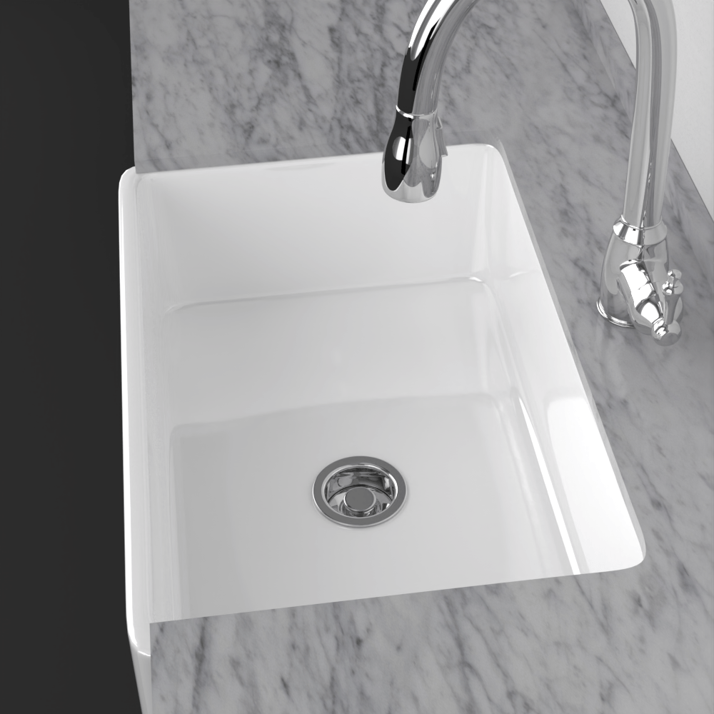 33" Furio Handcrafted Fireclay Single-Bowl Tuscany Motif Farmhouse B-Grade Sink - White