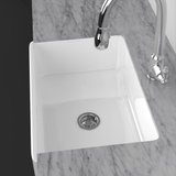 33" Furio Handcrafted Fireclay Single-Bowl Tuscany Motif Farmhouse B-Grade Sink - White