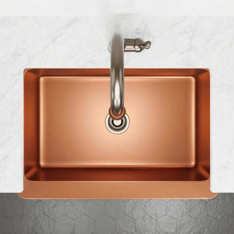 33" Gancher Copper Embossed Floral Design Single-Bowl Farmhouse Sink