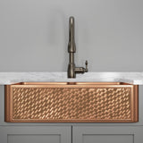 33" Ganston Copper Embossed Weave Design Double-Bowl Farmhouse Sink